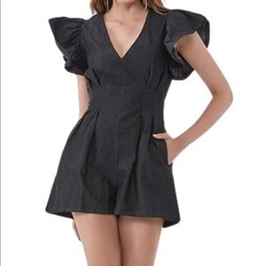 Small Dark Denim Ruffle sleeve Romper